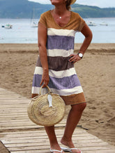 Load image into Gallery viewer, V-Neck Striped Contrast Dress
