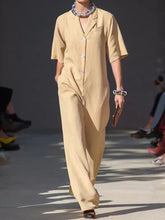Load image into Gallery viewer, Fashion Casual Solid Color Lapel Jumpsuit