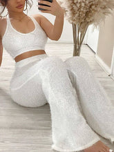 Load image into Gallery viewer, Long Cardigan Tank Top and High Waist Trousers Knitted Three-piece