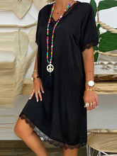 Load image into Gallery viewer, Fashion Lace V-neck Solid Color Dress