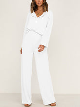 Load image into Gallery viewer, Casual Simple Loose V-Neck Top Pants Set