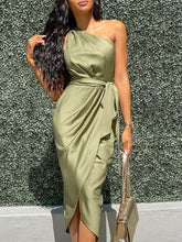 Load image into Gallery viewer, One-shoulder Slim Bag Hip Casual Dress