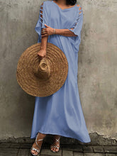 Load image into Gallery viewer, Casual Loose Hollow Out Short Sleeve Maxi Dress
