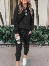 Load image into Gallery viewer, Casual Loose Hooded Top Two-piece Suit