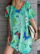 Load image into Gallery viewer, Printed V-Neck Short Sleeve Dress