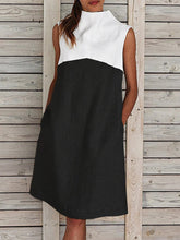 Load image into Gallery viewer, High Neck Stitching Sleeveless Mini Dress