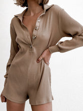 Load image into Gallery viewer, Casual Solid Color Lapel Long Sleeve Jumpsuit