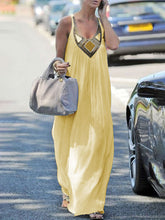 Load image into Gallery viewer, Hanging Neckline Printed Solid Color Casual Dress