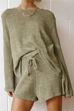Load image into Gallery viewer, Fashionable Simple Casual Loose Long Sleeve Shorts Knitted Suit