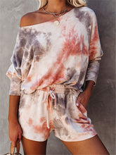 Load image into Gallery viewer, Round neck tie-dye short sleeve suit