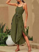 Load image into Gallery viewer, V-neck Solid Color Lace-up Jumpsuit