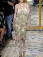 Load image into Gallery viewer, Off-the-shoulder Sleeveless Tassel Evening Dress