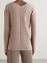 Load image into Gallery viewer, Pure Color V-Neck Casual Knitted Long Sleeve Suit