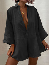 Load image into Gallery viewer, Casual Loose Solid Color Lapel Flared Sleeve Jumpsuit