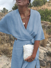 Load image into Gallery viewer, Casual Solid Color V-neck Tunic Dress