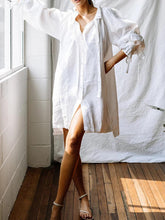 Load image into Gallery viewer, V-neck Button-style Solid Color Shirt Dress