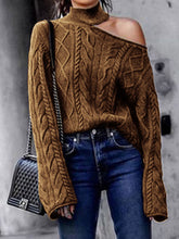 Load image into Gallery viewer, Casual High Neck Off-shoulder Pullover Sweater