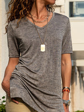 Load image into Gallery viewer, Casual Pure Color V-Neck Short Sleeve T-Shirts with Split Hem
