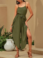 Load image into Gallery viewer, V-neck Solid Color Lace-up Jumpsuit