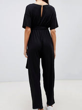 Load image into Gallery viewer, Casual Loose V-neck Short Sleeve Solid Color Pregnant Women's Jumpsuit