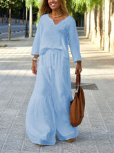 Load image into Gallery viewer, Simple Casual Loose V Neck Top Pants Set