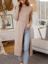 Load image into Gallery viewer, Round Neck Long Sleeve Split Shirt