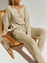 Load image into Gallery viewer, Simple Casual Loose Loungewear Top Pants Knitted Suit