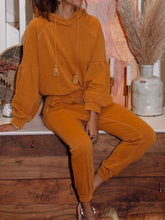 Load image into Gallery viewer, Casual Solid Color Hooded Top Two-piece Suit