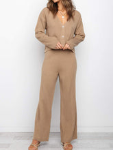 Load image into Gallery viewer, Casual Loose Solid Color Long Sleeve V-neck Two-piece Suit