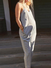 Load image into Gallery viewer, Casual Loose V-neck Sleeveless Solid Color Pregnant Women's Jumpsuit