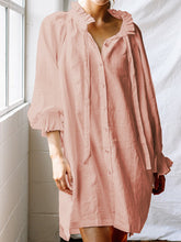 Load image into Gallery viewer, V-neck Button-style Solid Color Shirt Dress