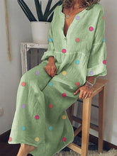 Load image into Gallery viewer, Multicolor Polka Dot Print Long Sleeve Maxi Dress