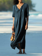 Load image into Gallery viewer, V-Neck Short Sleeved Beach Dress
