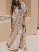 Load image into Gallery viewer, Retro Casual Loose V Neck Maxi Dress