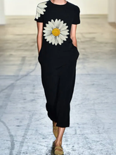 Load image into Gallery viewer, Fashionable Loose Casual Daisy Printed Short Sleeve Jumpsuit