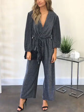 Load image into Gallery viewer, Casual Loose Long Sleeve V-neck High Waist Jumpsuit