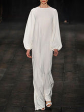 Load image into Gallery viewer, Casual Loose Round Neck Long Sleeve Solid Color Dress