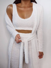 Load image into Gallery viewer, Long Cardigan Tank Top and High Waist Trousers Knitted Three-piece