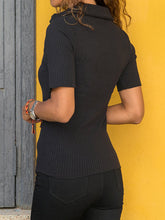 Load image into Gallery viewer, Casual Button Collar Short Sleeve Top T-Shirt