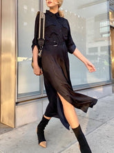 Load image into Gallery viewer, V-neck Solid Color Button Shirt Dress