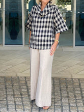 Load image into Gallery viewer, Plaid Short-sleeved Top Solid Color Trousers Women's Suit