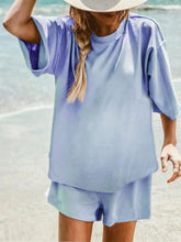 Load image into Gallery viewer, Simple Casual Short Sleeve Top Pants Suit