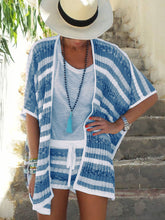 Load image into Gallery viewer, Bohemian Casual Loose Vest Top Shorts Short Sleeve Coat Striped Three Piece Set