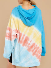 Load image into Gallery viewer, Casual Blue Multi Tie Dye Hoodie