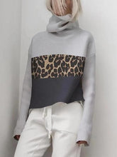 Load image into Gallery viewer, Turtleneck Leopard Stitch Pullover Sweater