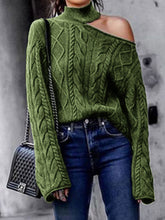 Load image into Gallery viewer, Casual High Neck Off-shoulder Pullover Sweater
