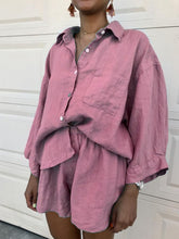 Load image into Gallery viewer, Casual Loose Lapel Long-sleeved Shirt Shorts Two-piece Suit