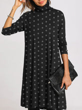 Load image into Gallery viewer, Simple Casual Loose High Neck Long Sleeve Polka Dot Dress