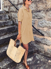 Load image into Gallery viewer, Casual and Comfortable Solid Color Shirt Dress