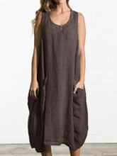 Load image into Gallery viewer, Round Neck Sleeveless Pocket Vest Dress